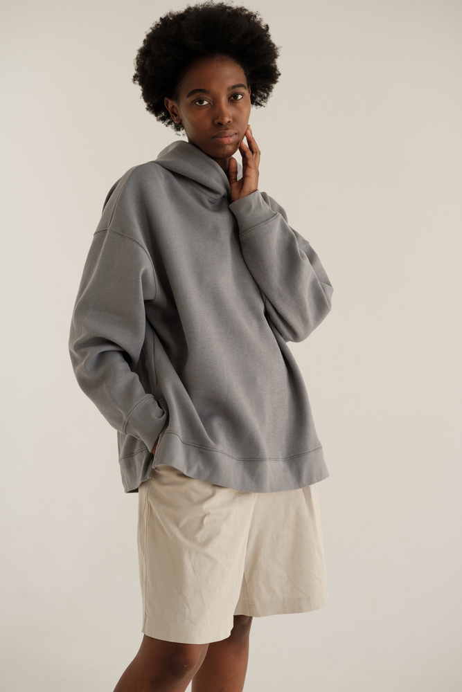 Woman in Grey Hoodie Jacket and Shorts