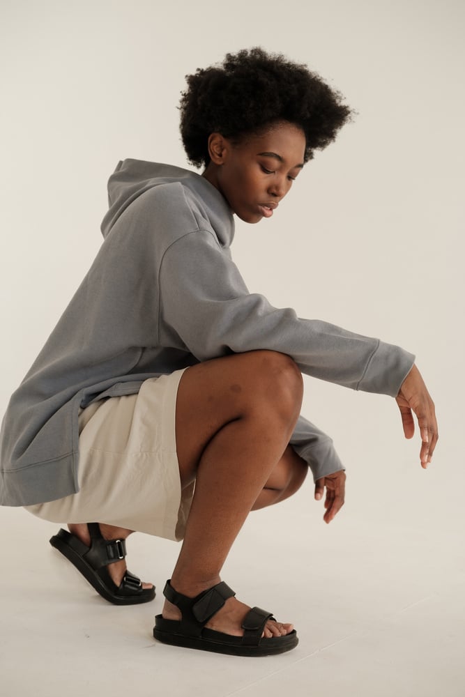 Woman in Grey Hoodie Jacket and Shorts